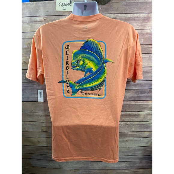 NWT Quiksilver Men's Small Orange T Shirt Waterman Collection Mahi Mahi - Picture 1 of 10